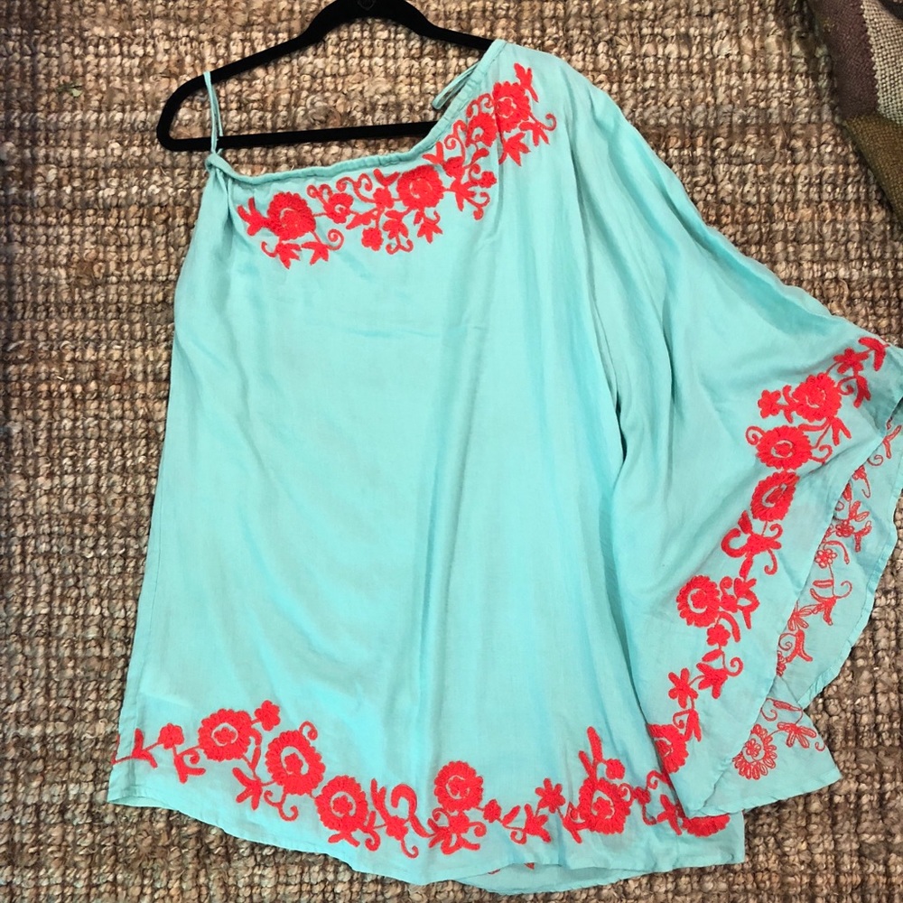 Z & L Seafoam Green and Coral Dress/Tunic Sz 6
